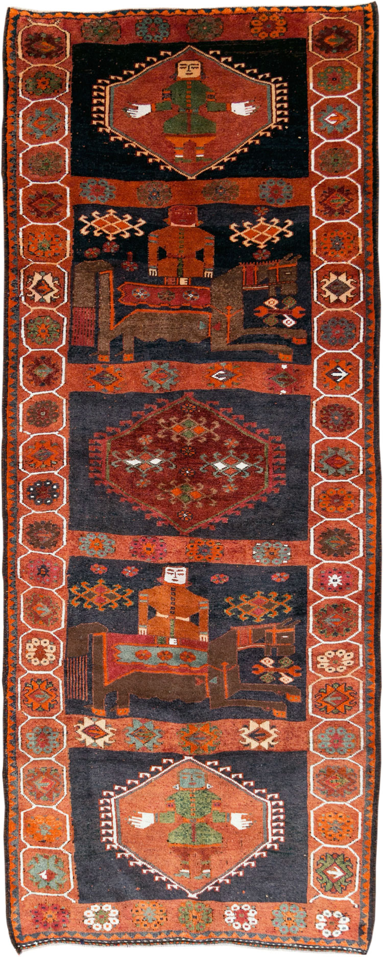 Vintage Persian Pictorial Bakhtiari Rug, No.29178 - Gsblank