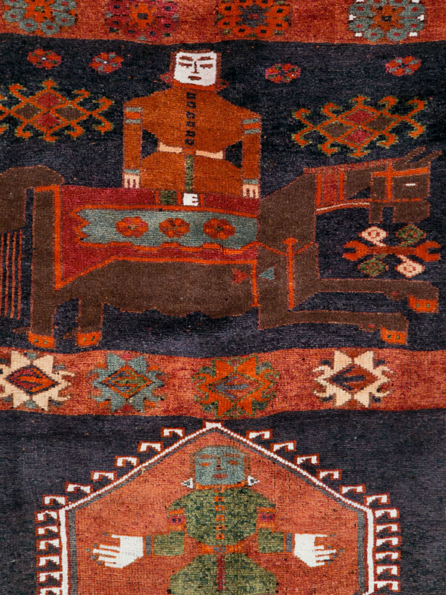 Vintage Persian Pictorial Bakhtiari Rug, No.29178 - Gsblank
