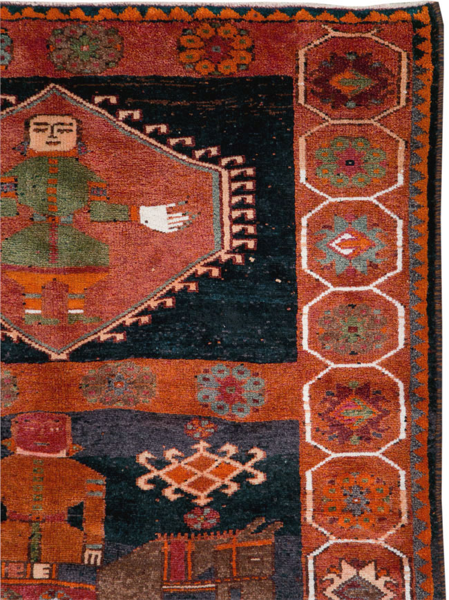 Vintage Persian Pictorial Bakhtiari Rug, No.29178 - Gsblank