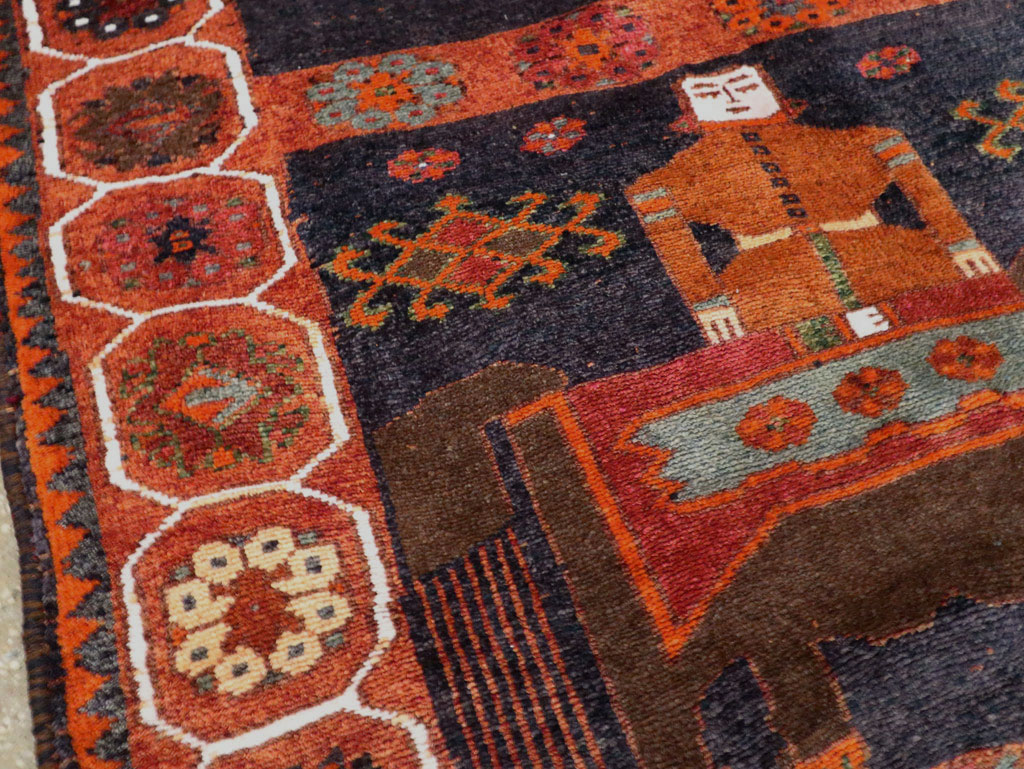 Vintage Persian Pictorial Bakhtiari Rug, No.29178 - Gsblank