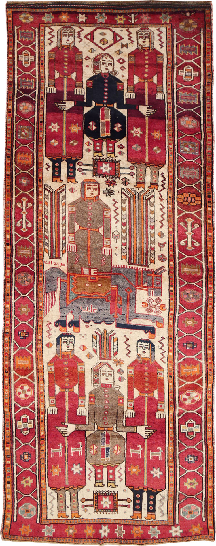 Vintage Persian Pictorial Bakhtiari Rug, No.29179 - Gsblank