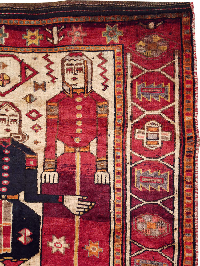 Vintage Persian Pictorial Bakhtiari Rug, No.29179 - Gsblank