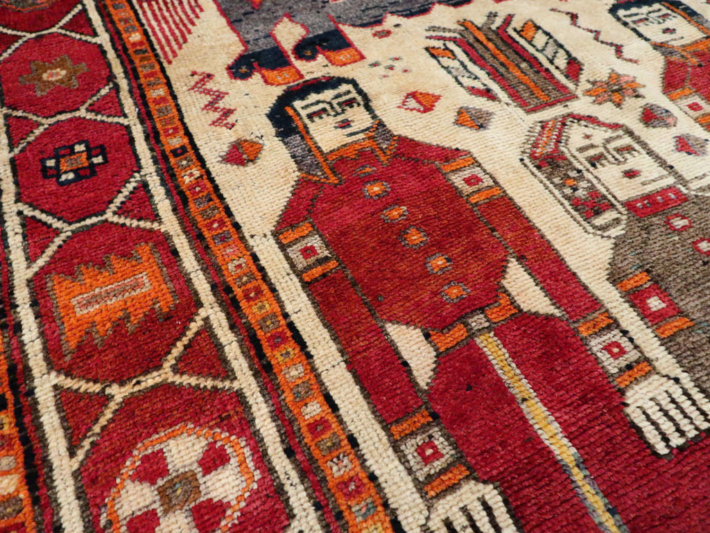 Vintage Persian Pictorial Bakhtiari Rug, No.29179 - Gsblank