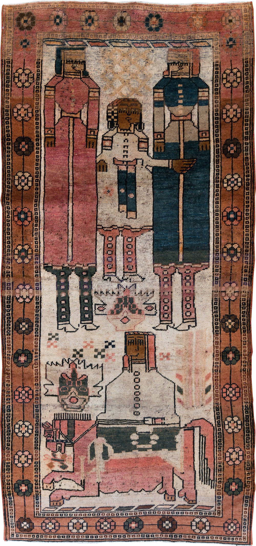 Vintage Persian Pictorial Bakhtiari Rug, No.29180 - Gsblank