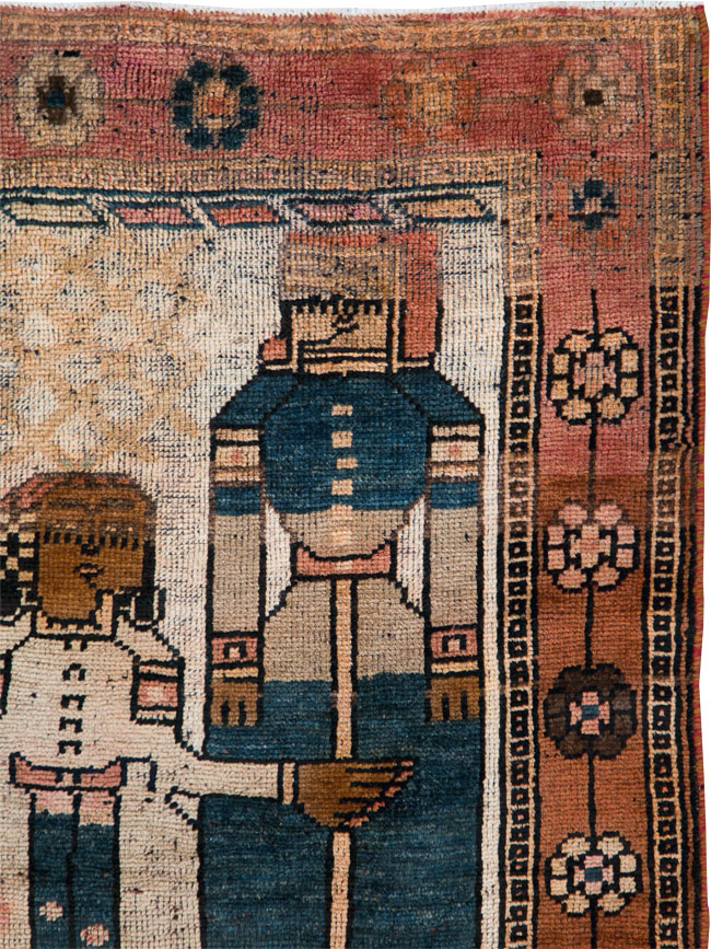 Vintage Persian Pictorial Bakhtiari Rug, No.29180 - Gsblank