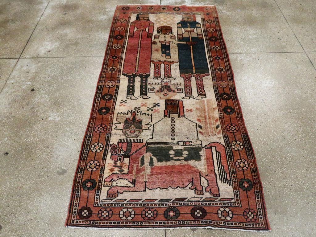 Vintage Persian Pictorial Bakhtiari Rug, No.29180 - Gsblank