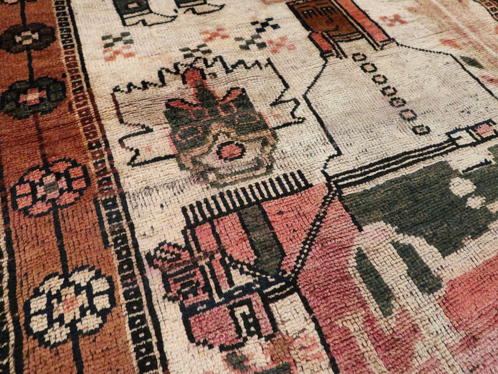 Vintage Persian Pictorial Bakhtiari Rug, No.29180 - Gsblank