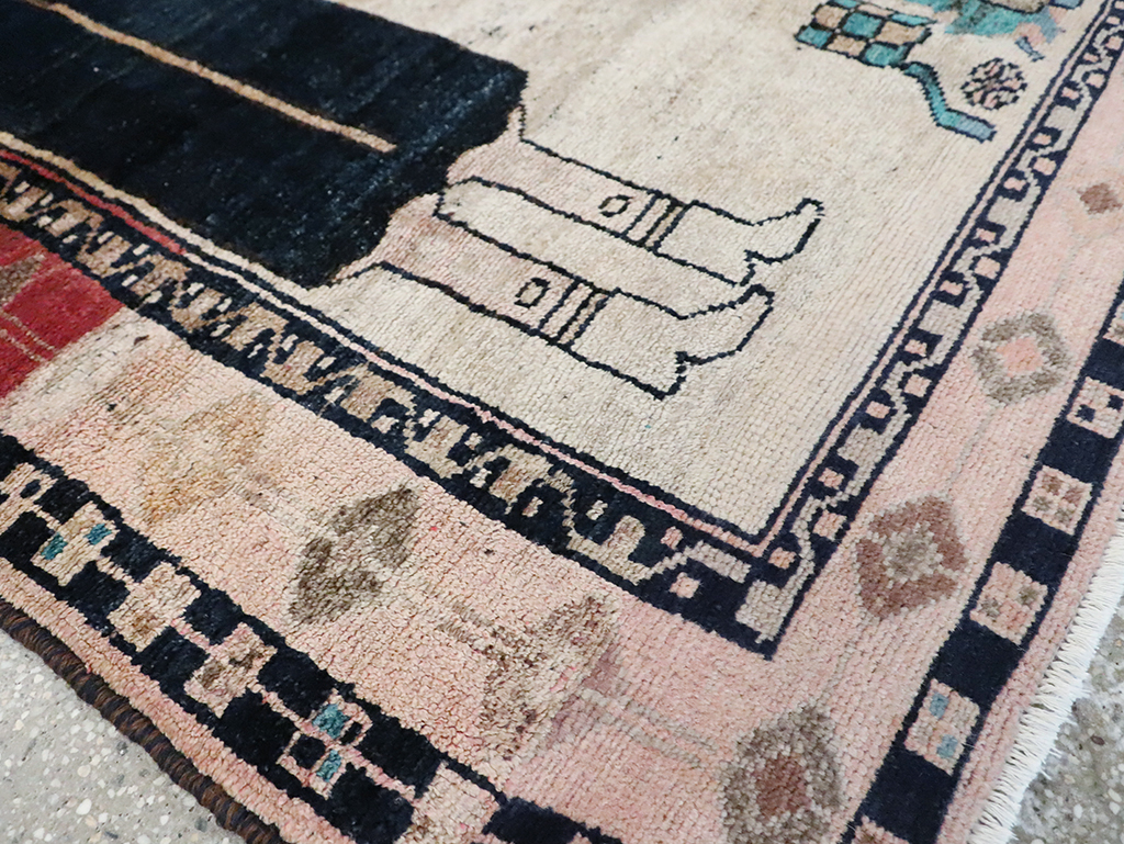 Tribal Persian Pictorial Bakhtiari Square Accent Rug, No.29182 - Gsblank