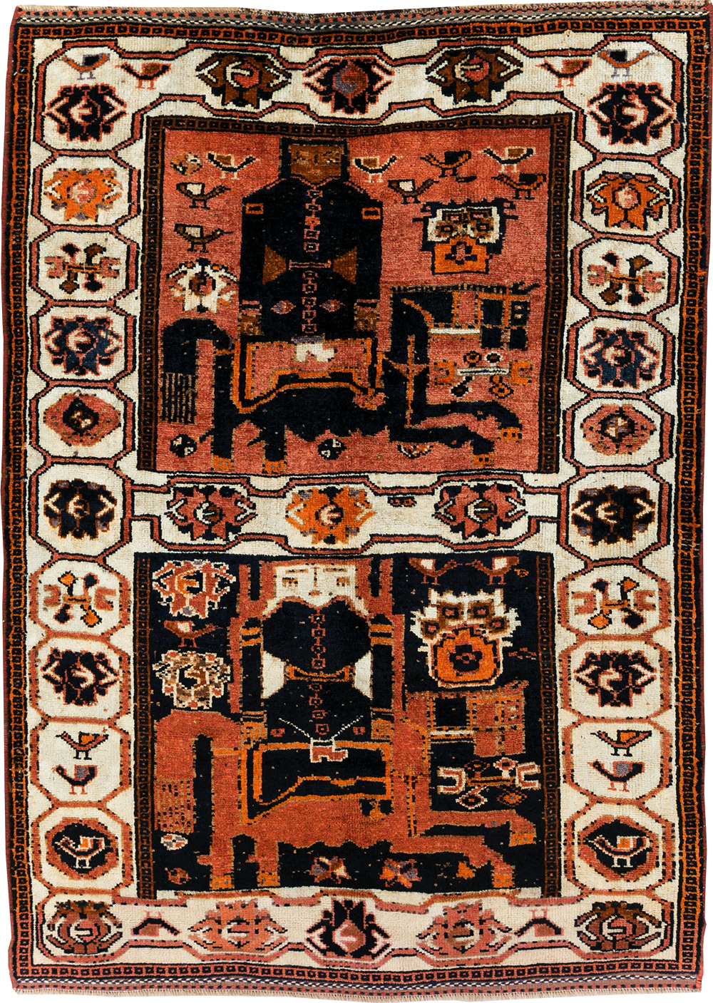 Tribal Persian Pictorial Bakhtiari Accent Rug, No.29183 - Gsblank