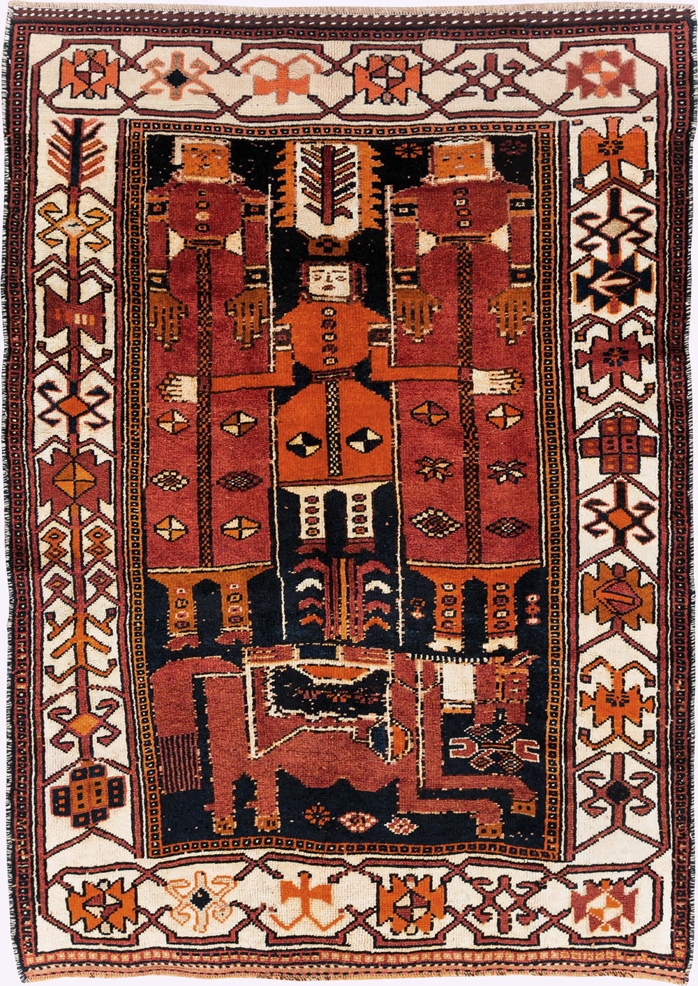 Tribal Persian Pictorial Bakhtiari Accent Rug, No.29184 - Gsblank