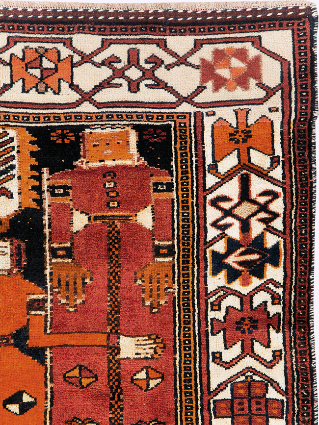 Tribal Persian Pictorial Bakhtiari Accent Rug, No.29184 - Gsblank