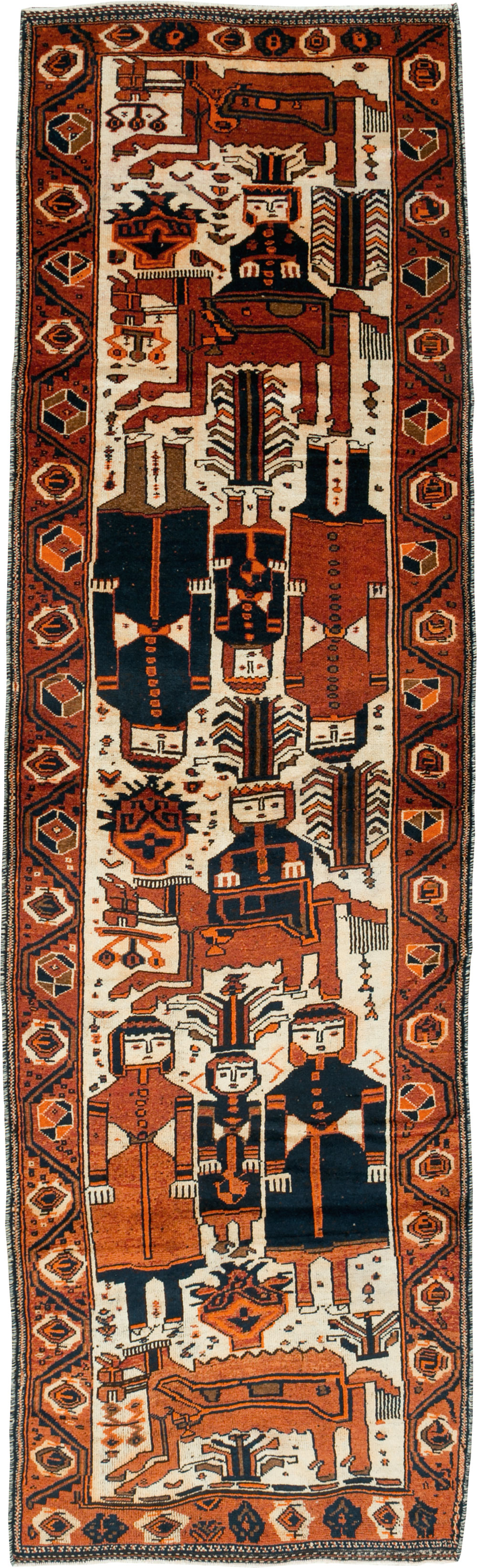 Vintage Persian Bakhtiari Pictorial Runner, No.29185 - Gsblank