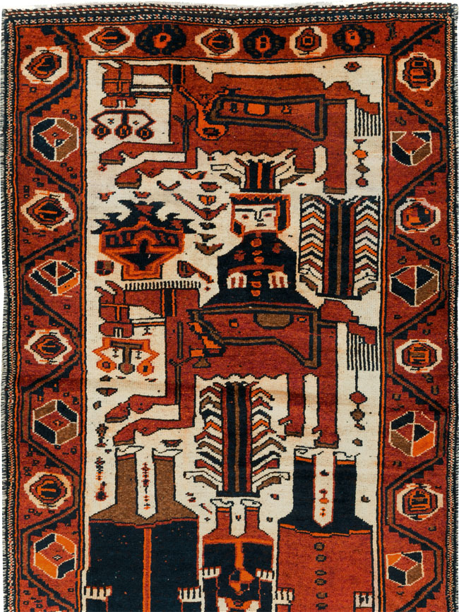 Vintage Persian Bakhtiari Pictorial Runner, No.29185 - Gsblank