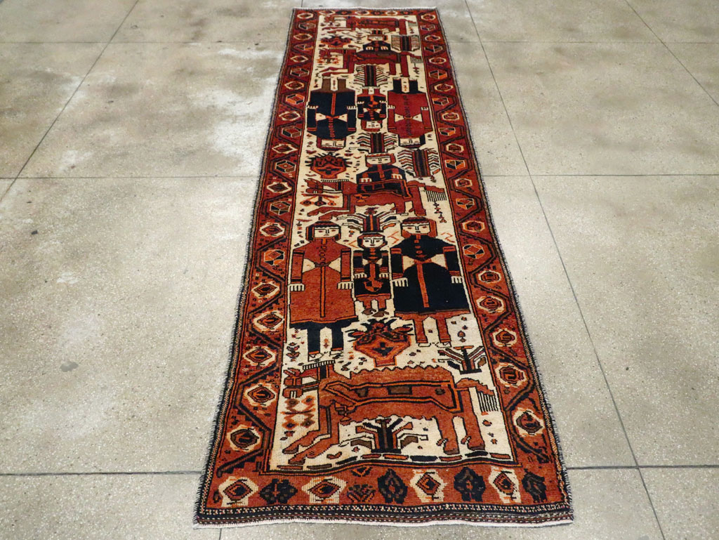 Vintage Persian Bakhtiari Pictorial Runner, No.29185 - Gsblank