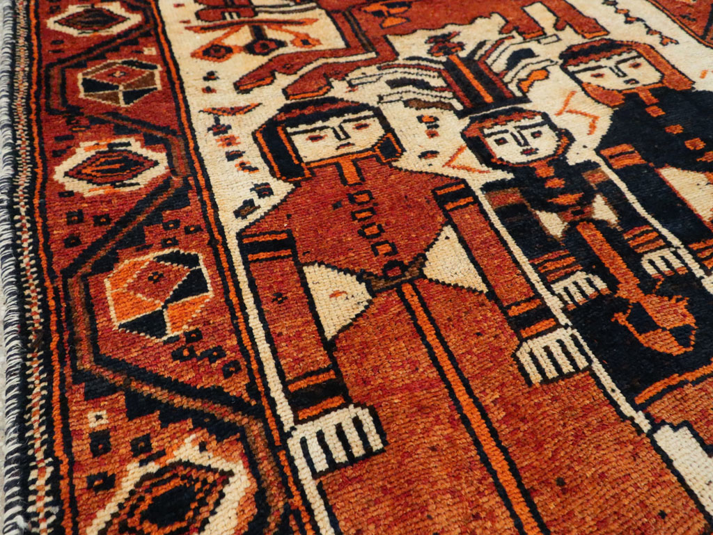 Vintage Persian Bakhtiari Pictorial Runner, No.29185 - Gsblank