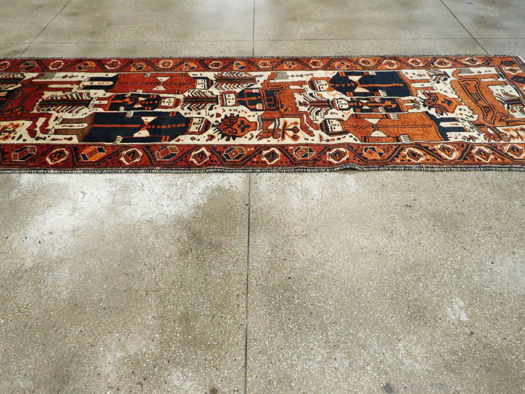 Vintage Persian Bakhtiari Pictorial Runner, No.29185 - Gsblank