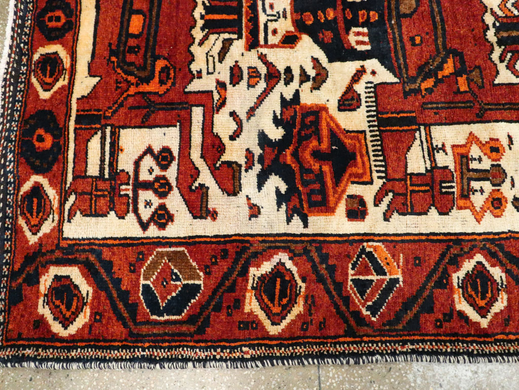 Vintage Persian Bakhtiari Pictorial Runner, No.29185 - Gsblank