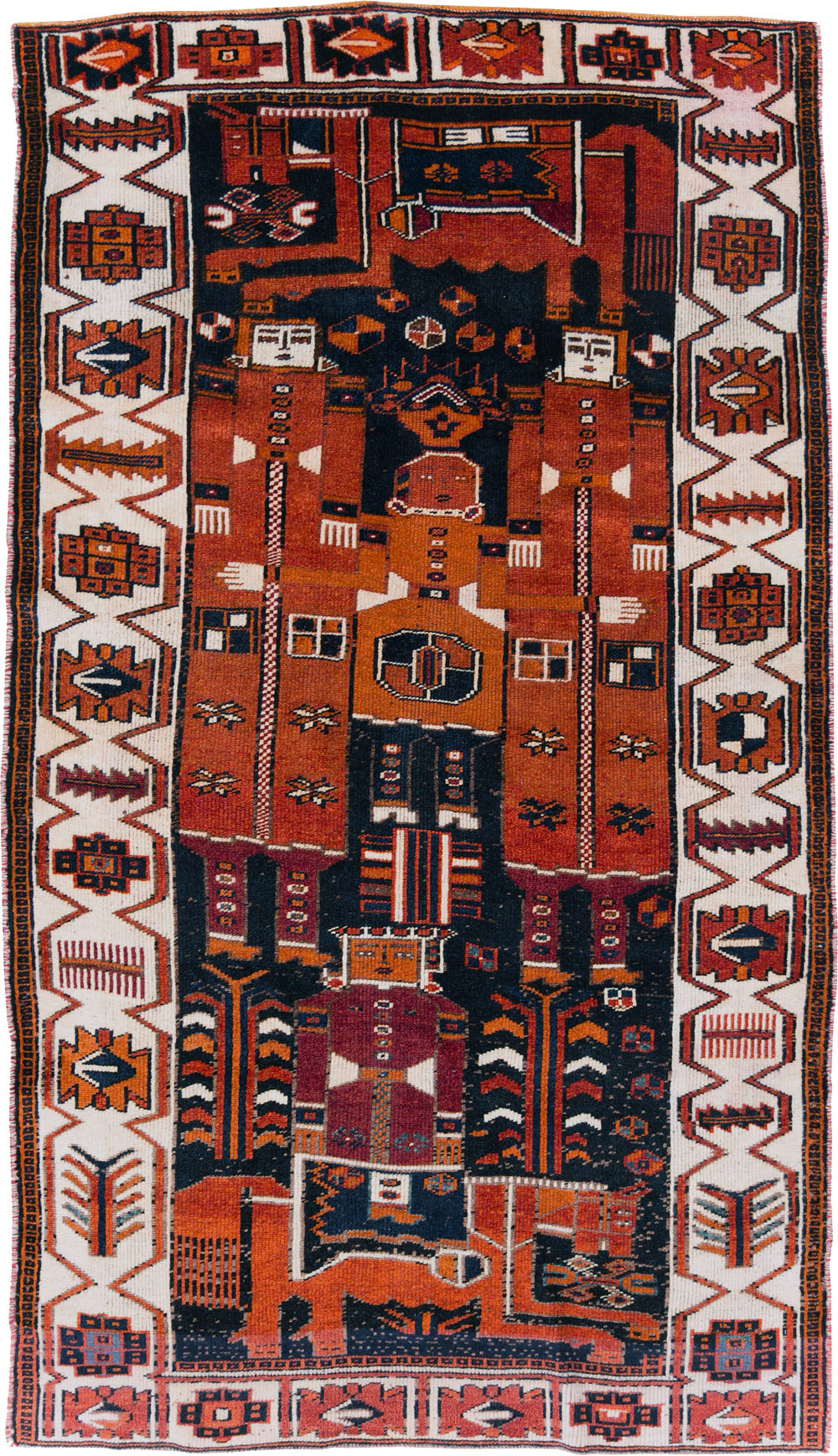 Vintage Persian Pictorial Bakhtiari Rug, No.29187 - Gsblank
