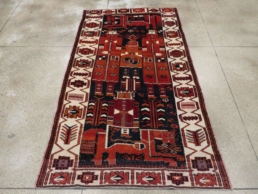 Vintage Persian Pictorial Bakhtiari Rug, No.29187 - Gsblank