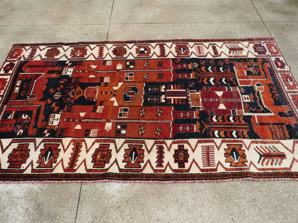 Vintage Persian Pictorial Bakhtiari Rug, No.29187 - Gsblank