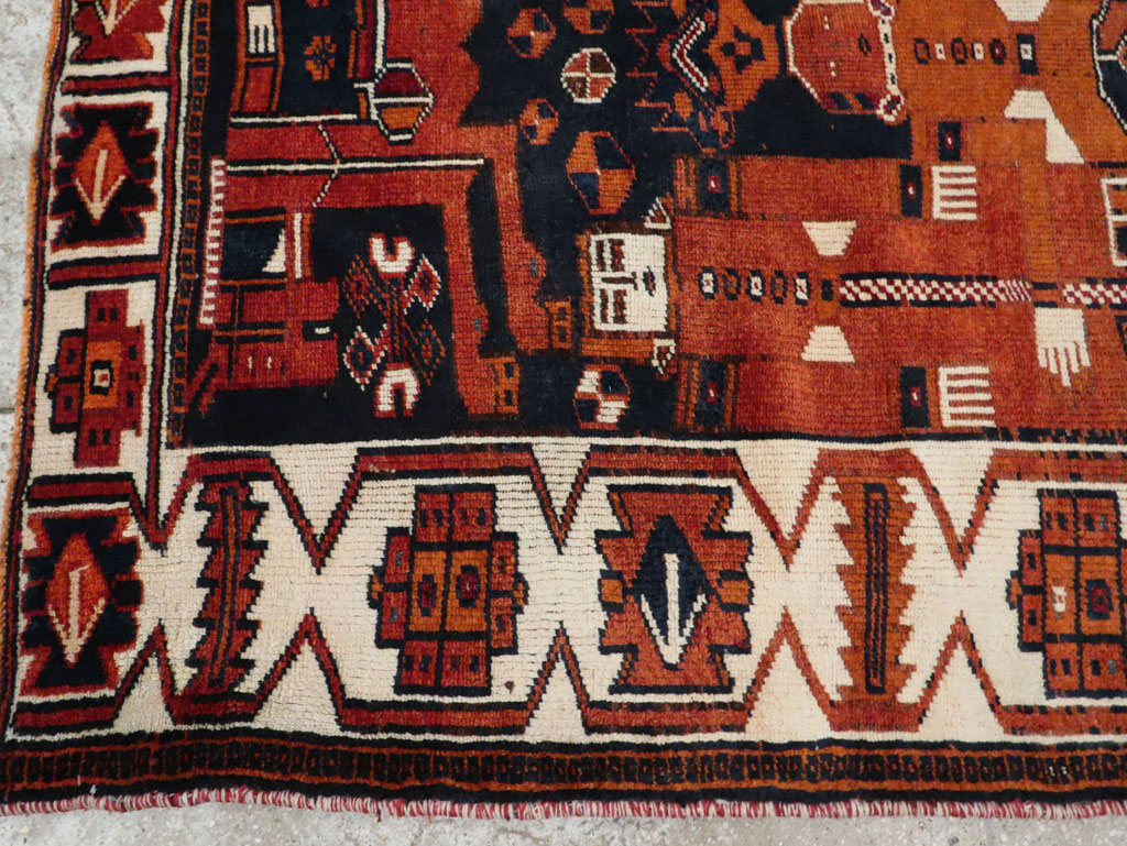 Vintage Persian Pictorial Bakhtiari Rug, No.29187 - Gsblank