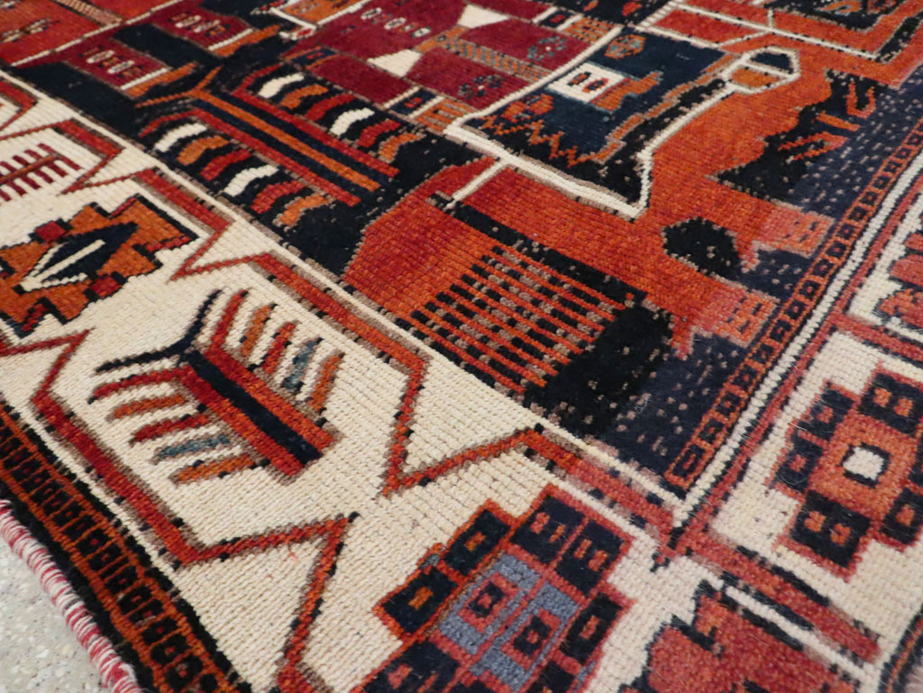 Vintage Persian Pictorial Bakhtiari Rug, No.29187 - Gsblank