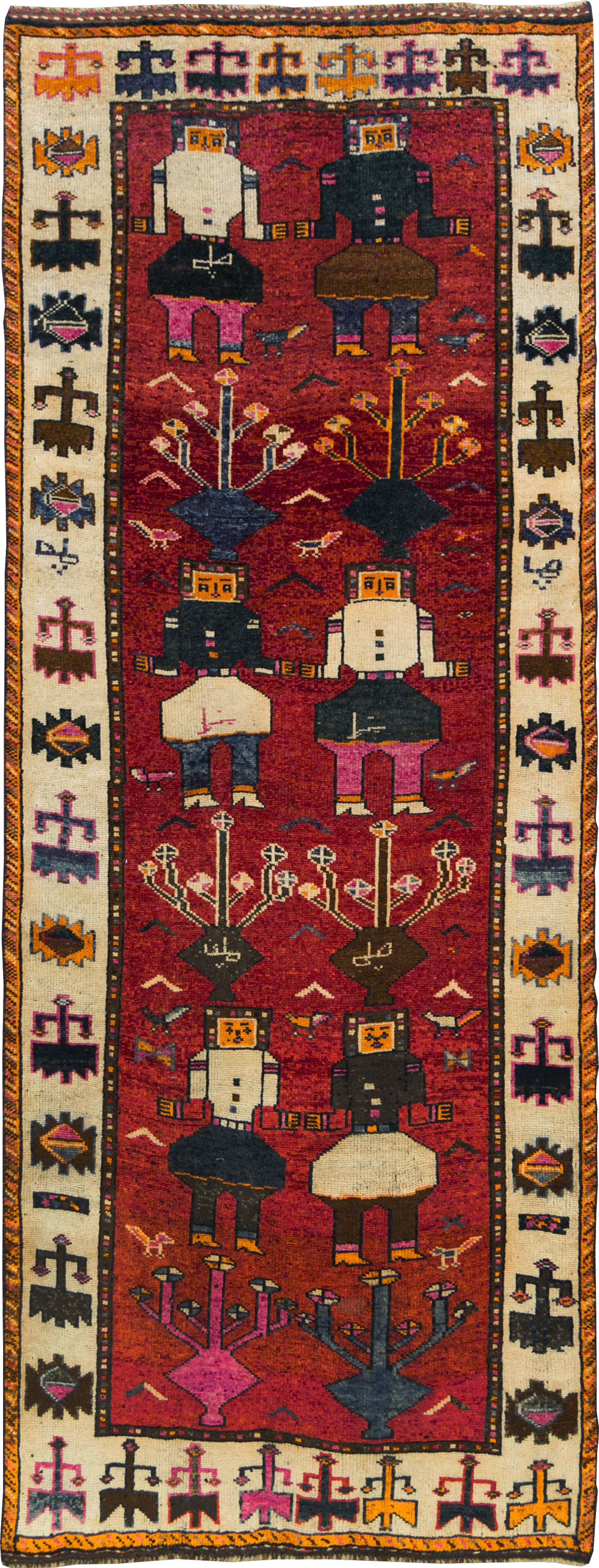 Vintage Persian Pictorial Bakhtiari Rug, No.29188 - Gsblank