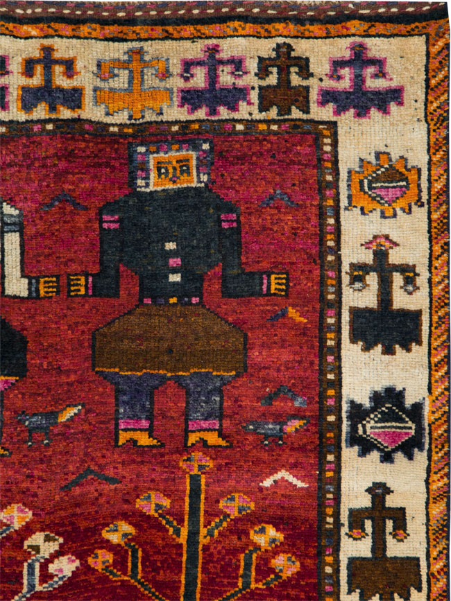 Vintage Persian Pictorial Bakhtiari Rug, No.29188 - Gsblank