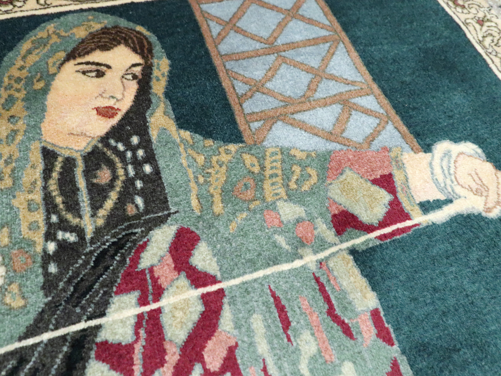 Vintage Persian Tabriz Pictorial Rug, No.29194 - Gsblank