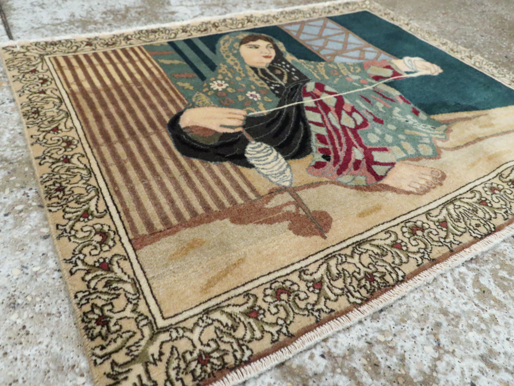 Vintage Persian Tabriz Pictorial Rug, No.29194 - Gsblank
