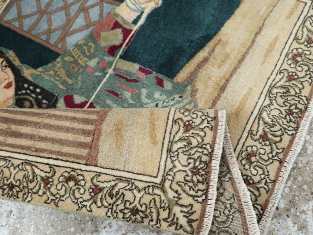 Vintage Persian Tabriz Pictorial Rug, No.29194 - Gsblank