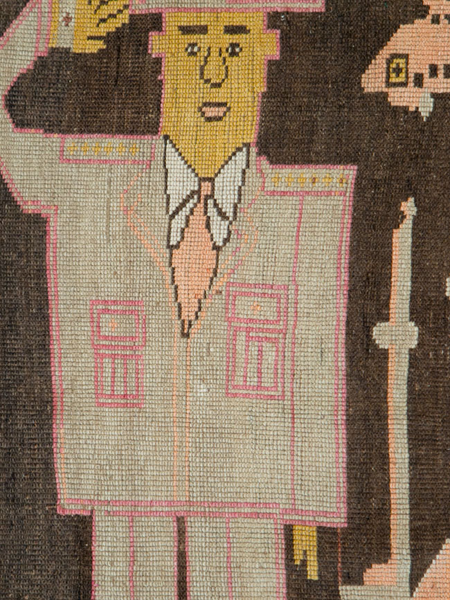 Vintage Turkish Anatolian Pictorial Gallery Rug, No.29222 - Gsblank