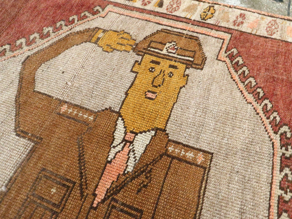 Vintage Turkish Anatolian Pictorial Gallery Rug, No.29222 - Gsblank