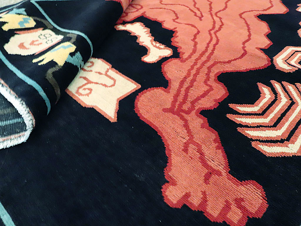 Tibetan Inspired Modern Buddhist Tantric Skeleton Ritual Rug, No.29232 - Gsblank