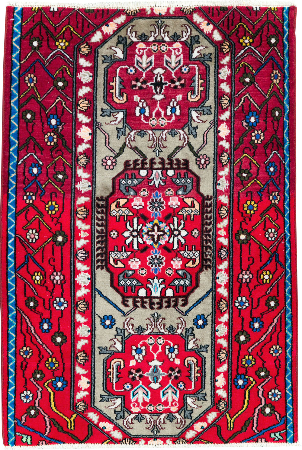 Vintage Persian Tabriz Throw Rug (Pair: 2 of 2), No.29241 - Gsblank