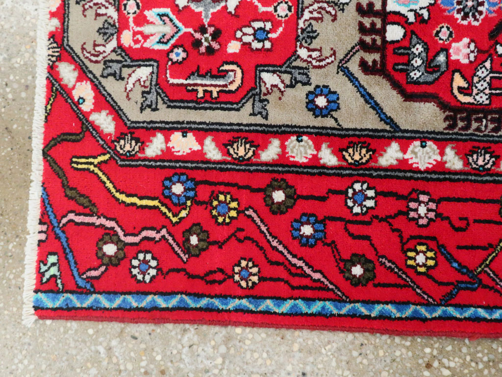 Vintage Persian Tabriz Throw Rug (Pair: 2 of 2), No.29241 - Gsblank