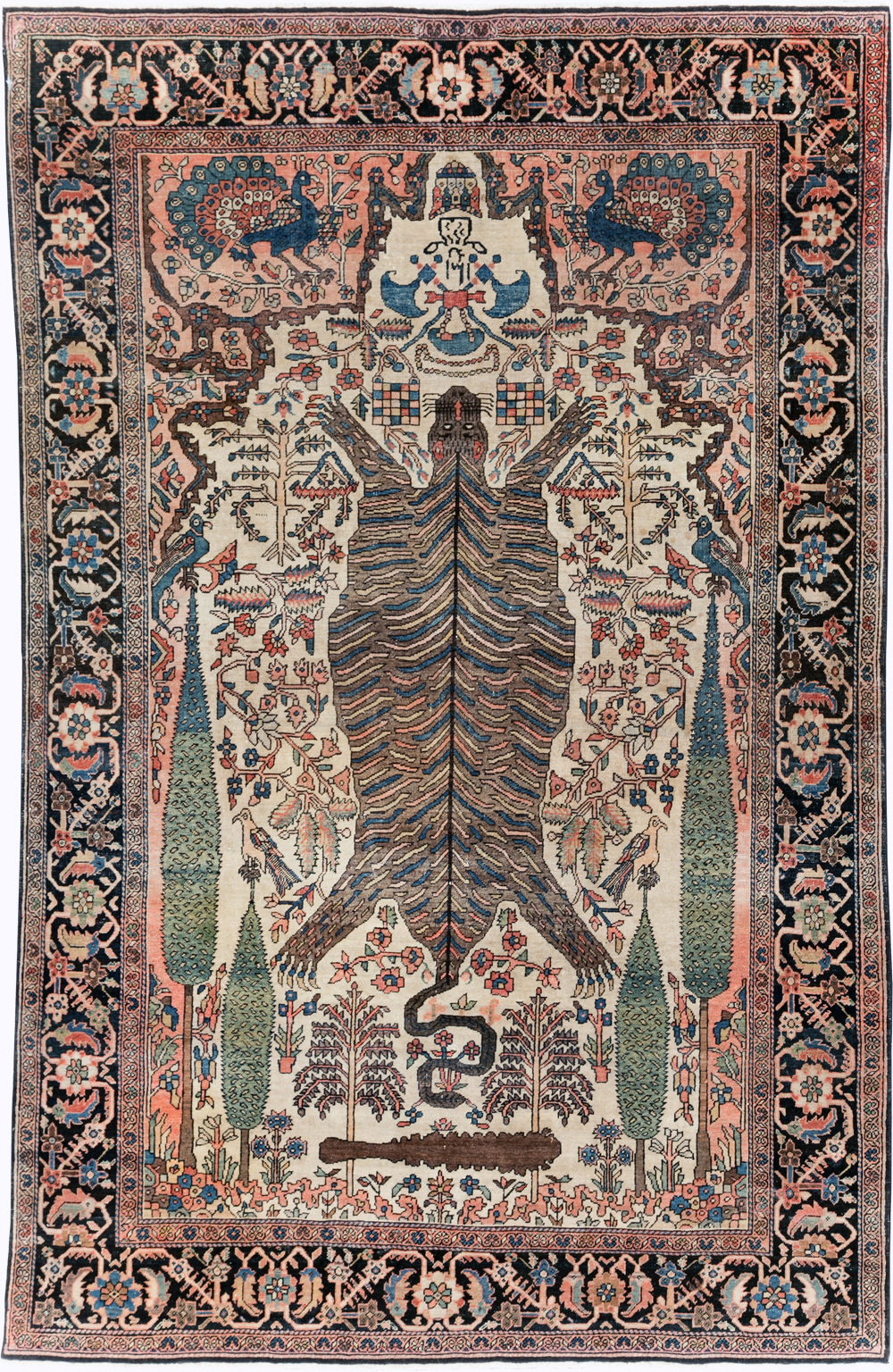 Antique Sarouk Farahan Pictorial Rug, No.29250 - Gsblank