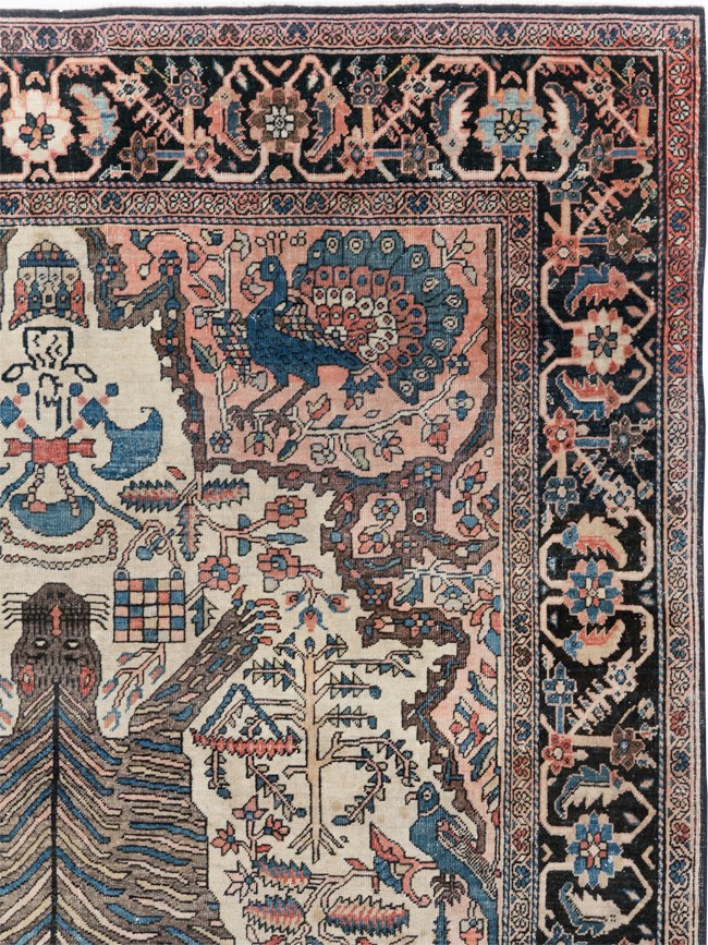 Antique Sarouk Farahan Pictorial Rug, No.29250 - Gsblank