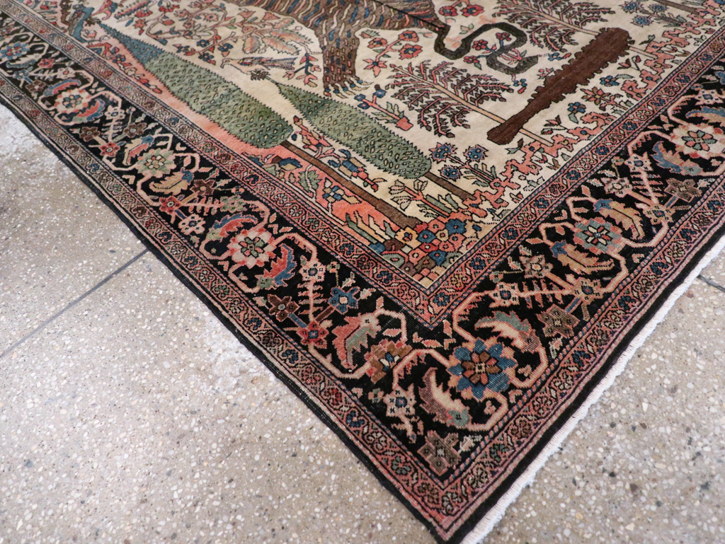 Antique Sarouk Farahan Pictorial Rug, No.29250 - Gsblank