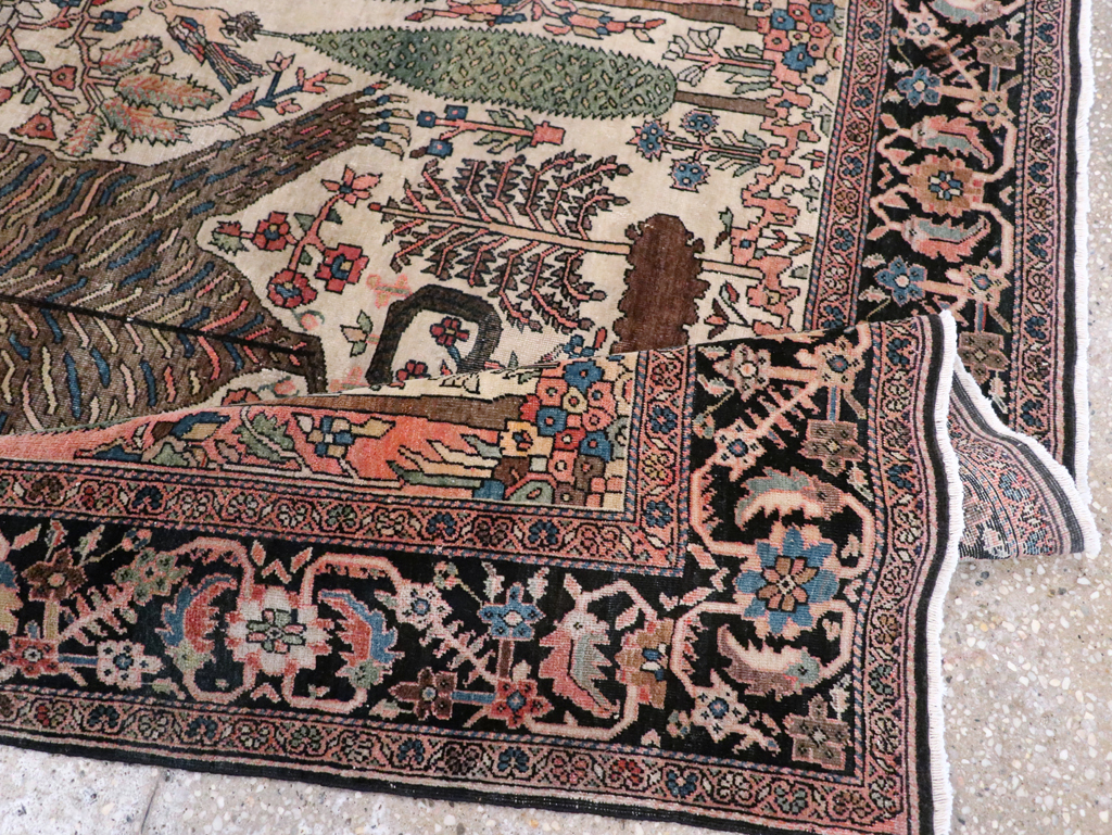 Antique Sarouk Farahan Pictorial Rug, No.29250 - Gsblank