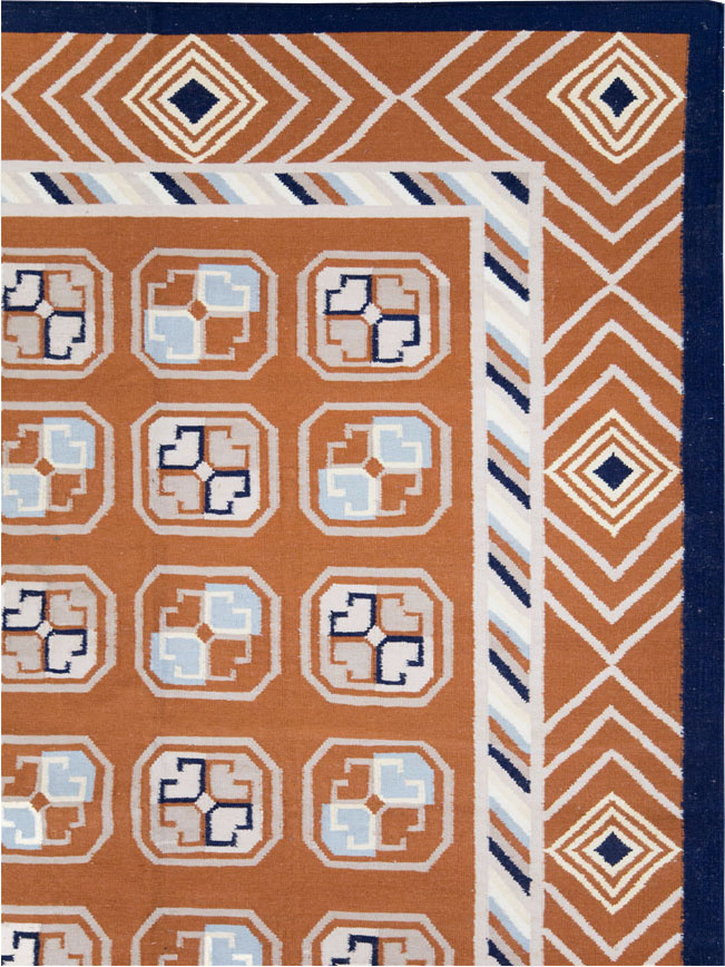 Modern Indian Flatweave Dhurrie Large Room Size Carpet, No.29266 - Gsblank