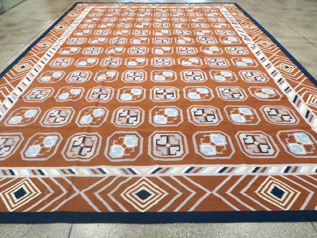 Modern Indian Flatweave Dhurrie Large Room Size Carpet, No.29266 - Gsblank