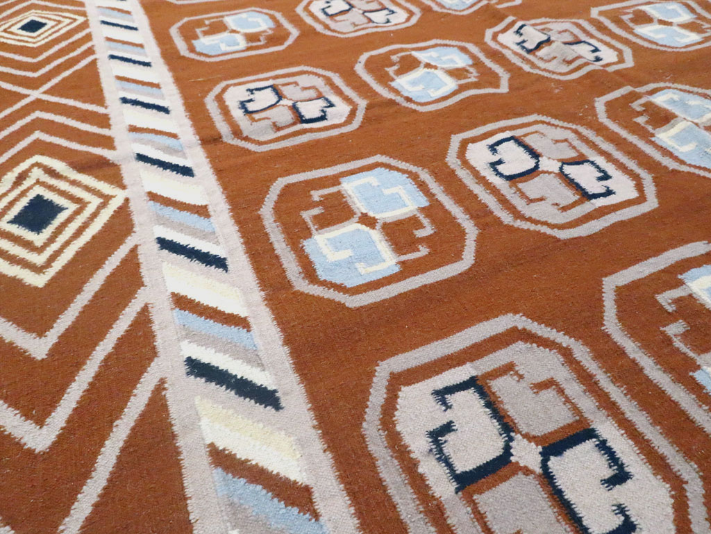 Modern Indian Flatweave Dhurrie Large Room Size Carpet, No.29266 - Gsblank