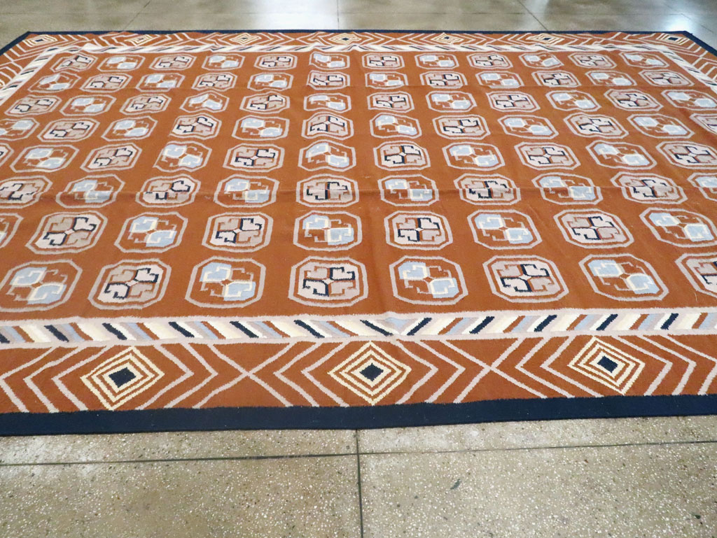 Modern Indian Flatweave Dhurrie Large Room Size Carpet, No.29266 - Gsblank