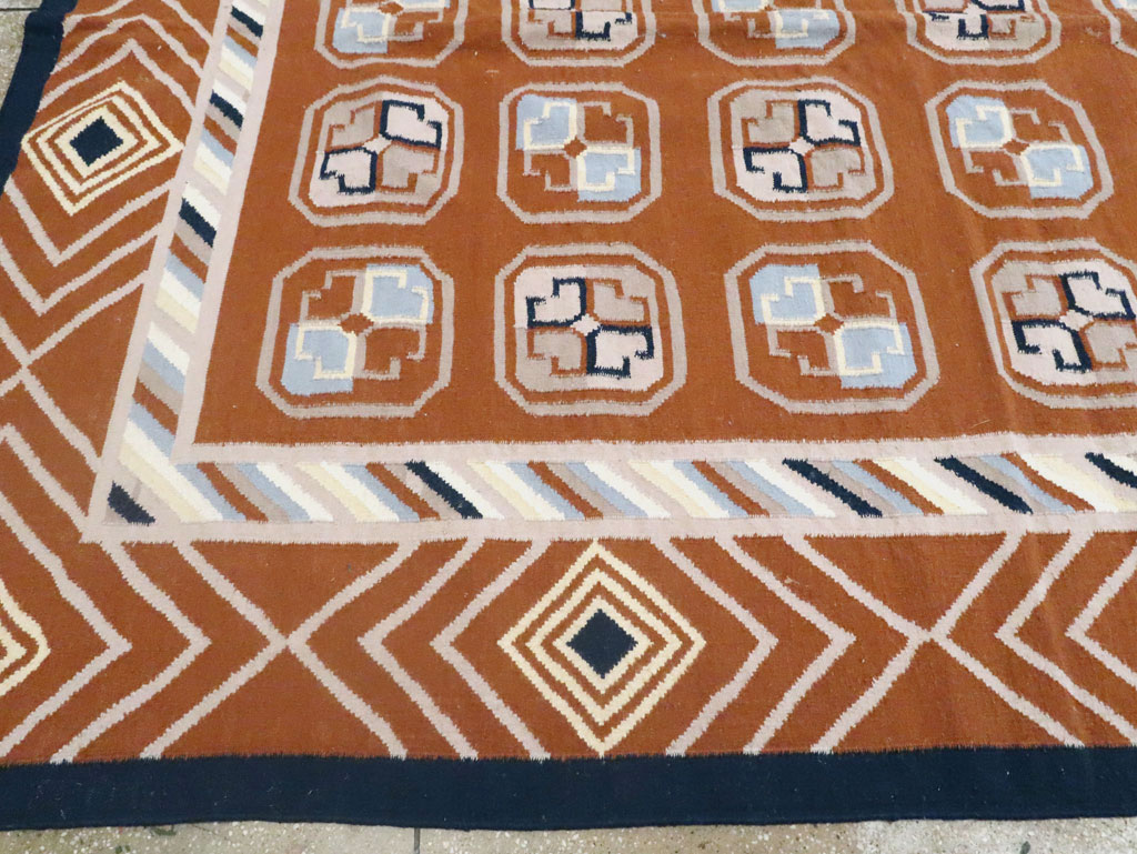 Modern Indian Flatweave Dhurrie Large Room Size Carpet, No.29266 - Gsblank