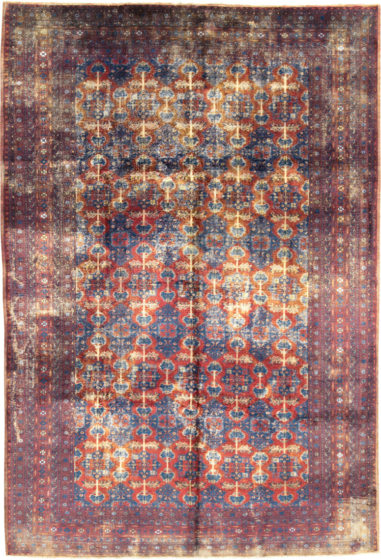Vintage Central Asian Silk Turkoman Tribal Accent Rug, No.29268 - Gsblank