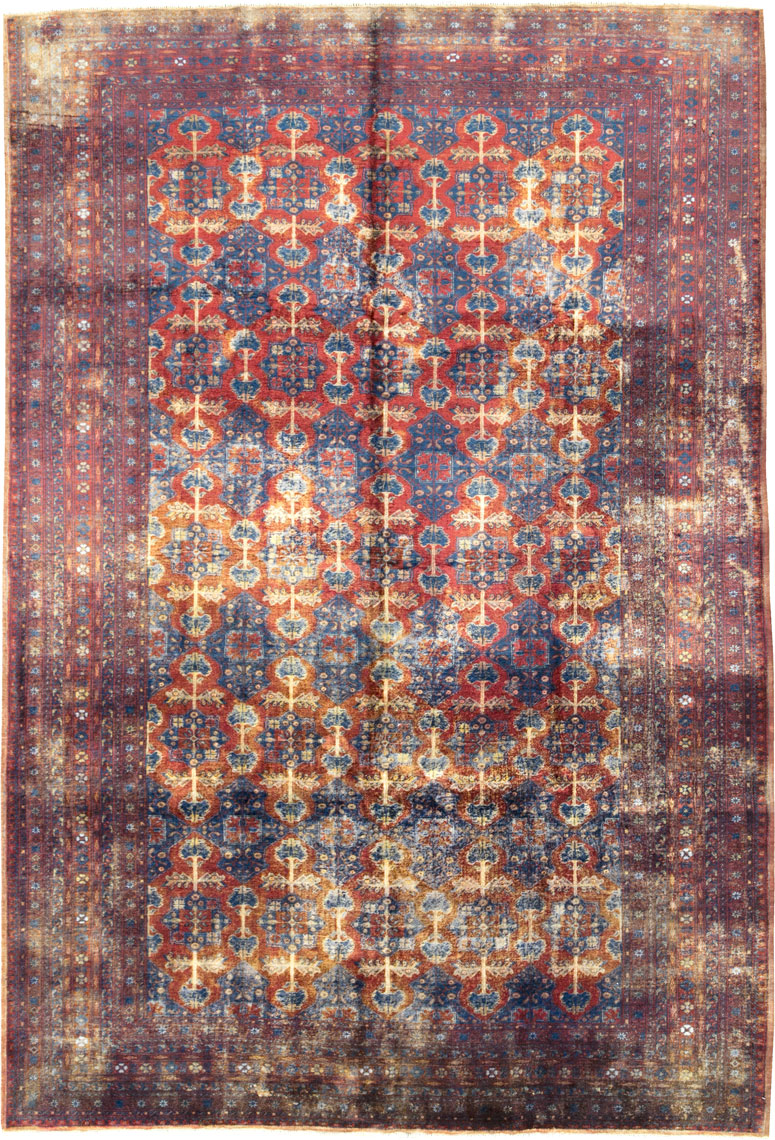 Vintage Central Asian Silk Turkoman Tribal Accent Rug, No.29268 - Gsblank