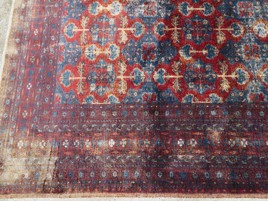 Vintage Central Asian Silk Turkoman Tribal Accent Rug, No.29268 - Gsblank
