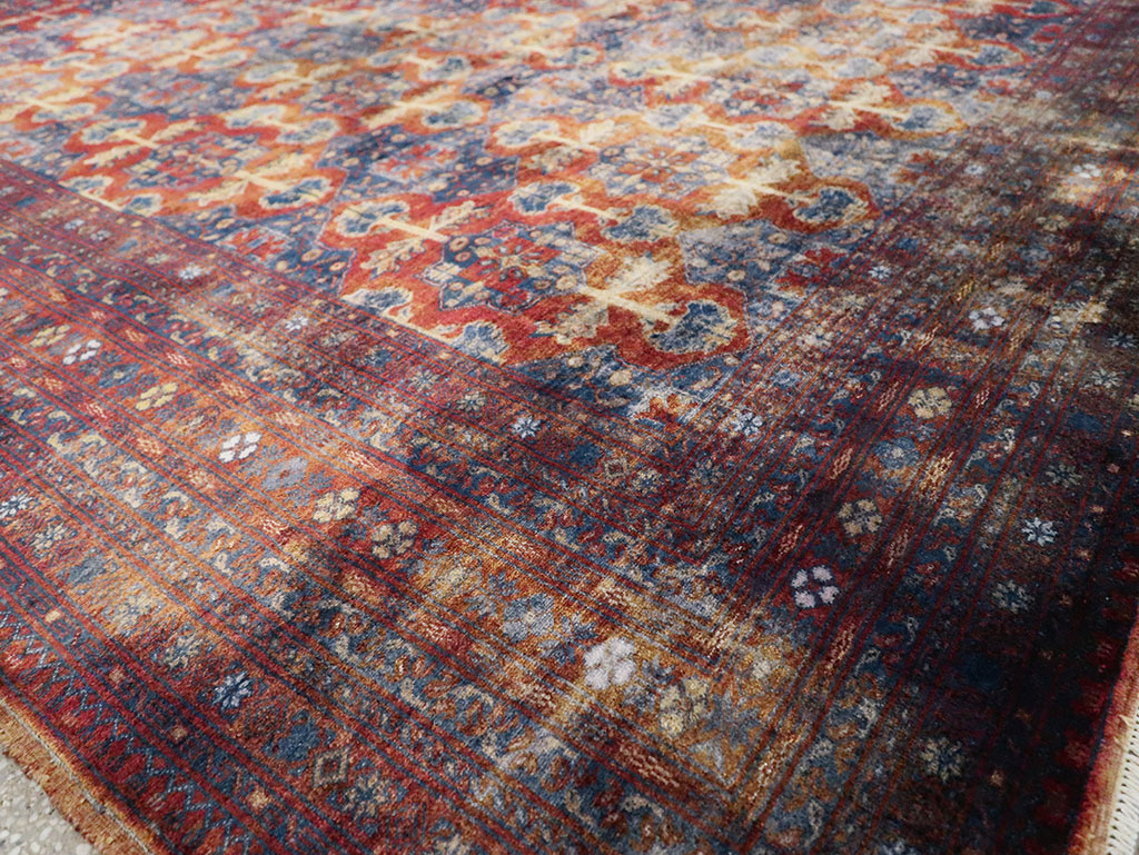 Vintage Central Asian Silk Turkoman Tribal Accent Rug, No.29268 - Gsblank