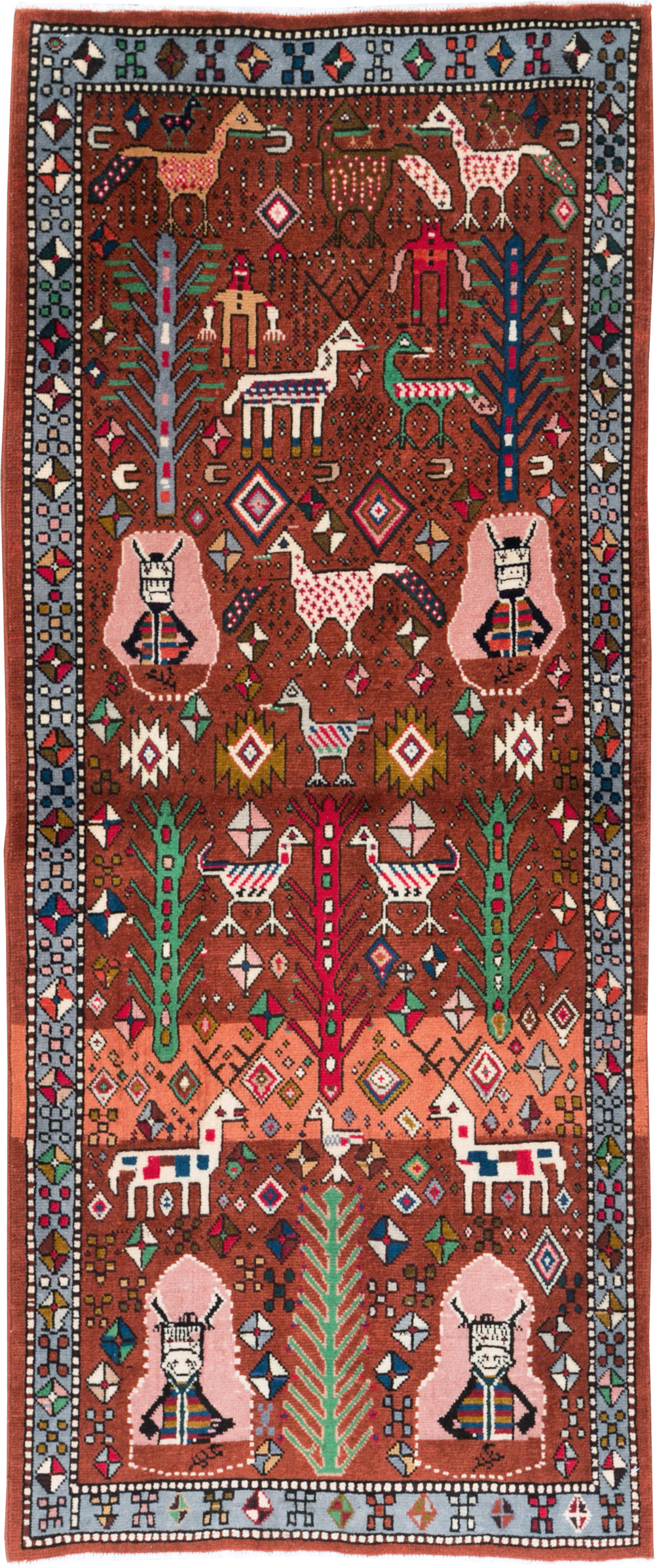 Vintage Persian Afshar Pictorial Throw Rug, No.29277 - Gsblank